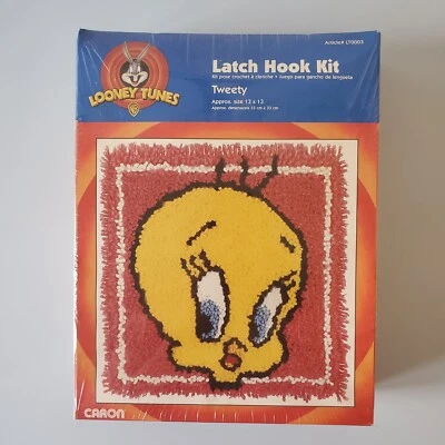 Винтажный 1997 Looney Tunes защелка крюк набор Tweety птица LT0003 новый 13 «x 13» пряжи - Изображение 1 из 4