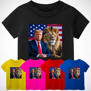 Trump American Lion Kid's T-Shirt USA Patriot New Pet Lover Gift Tee S-3XL - Picture 1 of 14