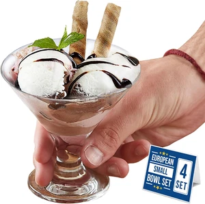 Glass Ice Cream Bowl Set, Small Dessert Cups for Trifle Parfait Sundae Pudding a - Picture 1 of 9