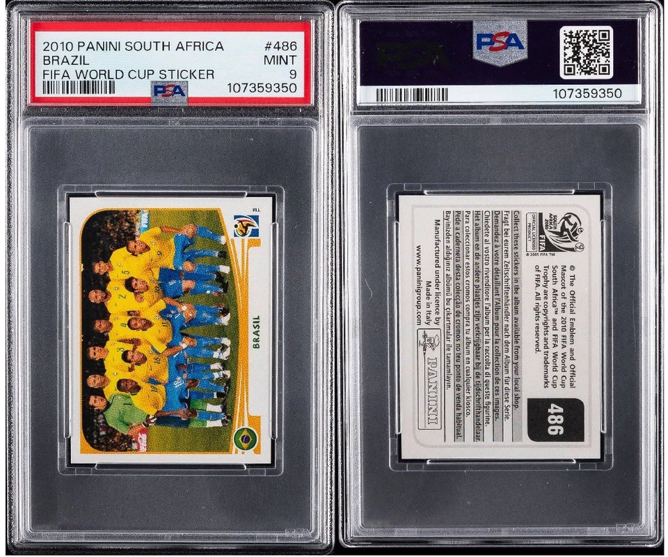 Tarjeta adhesiva Panini Copa Mundial Alemania 2006 #486 Equipo Brasil Clasificada PSA 9 Como Nueva Foto 1 de 1