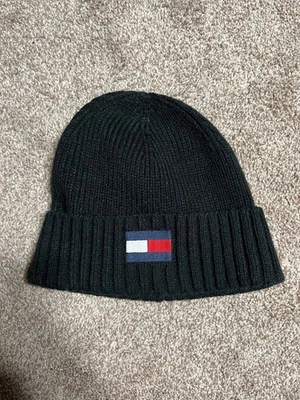 Tommy Hilfiger Logo Hombre Parche Acanalado Puño Gorro (NEGRO/CARBÓN) Foto 1 de 2