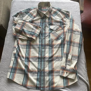 Wrangler Shirt Men's L Multicolor Double Breast Pocket Cowboy Shirt - Picture 1 of 6
