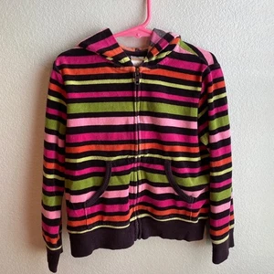 Gymboree Stripe Velour Hooded Zipper Jacket - Picture 1 of 7
