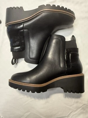 Botas de cuña gruesas con punta redonda negras Soda dos tonos sin cordones estilo bota Foto 1 de 4