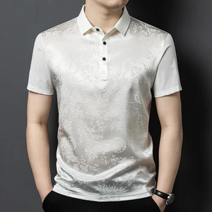Nueva Camiseta de Seda Manga Corta Hombres Morera Seda Top Suave Genial Informal Camiseta - Imagen 1 de 18