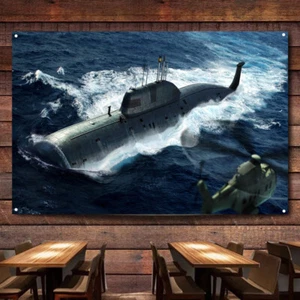 Russian Navy Akula Class Submarine Print Art Flag Tapestry Military Art Posters - Picture 1 of 5