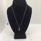Sterling Silver 10k Ruby Teardrop Pear Shaped Pendant Necklace - 18” Chain