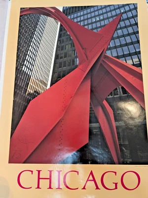 Póster grande de lazo de escultura de flamenco de Chicago Calder, foto, impresión 20"x28" Foto 1 de 4