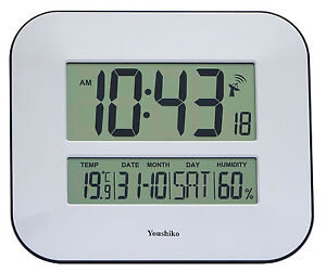 Jumbo LCD Radio Controlled Wall Clock with Temperature  and Humidity display