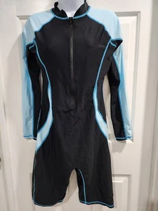 Womens Short Sleeve Swimwear Boyleg UPF50+ Sports One Piece Swimsuit MEDIUM - Picture 1 of 6