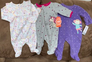 NEWBORN PAJAMAS 3-ONE PIECE W/FEET SUPER CUTE!! - Picture 1 of 4