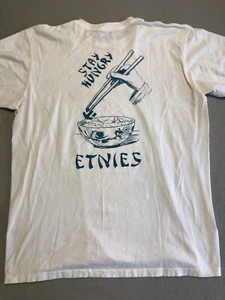 Etnies T Shirt Men's Large Stay Hungry Chinese Food White Graphic Funky Tee - Picture 1 of 4