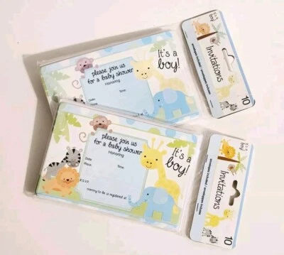20 -It's Boy Baby Shower Invitaciones Diseño Animales de Zoo con Sobres 6" x 4" Foto 1 de 4