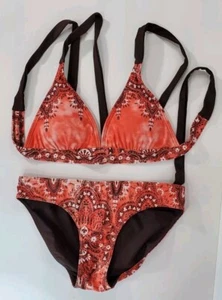 Prana 2 Piece Bikini Swimsuit Padded Boho Coral Orange Women's Size XS - Imagen 1 de 2
