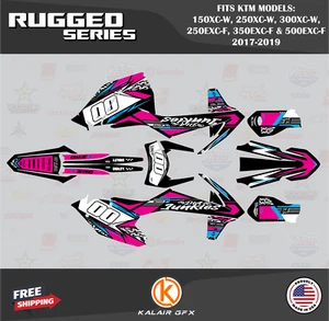 Graphics Kit for KTM 150/250/300XC-W & 250/350/500EXC-F 2017-19 Rugged-Magenta - Picture 1 of 6