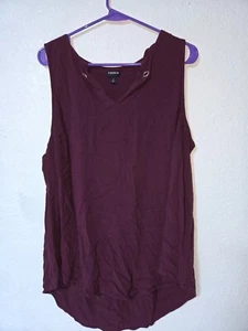 Camicia Torrid donna taglia 2 bordeaux senza maniche alta bassa estiva top - Foto 1 di 6