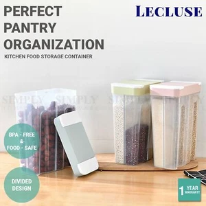 2x Lecluse Kitchen Food Storage Container Cereal Dispenser Dry Goods Bin Lid - Picture 1 of 15