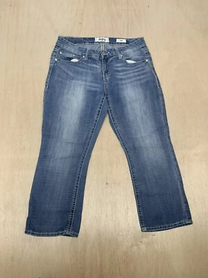 Pantalones de mezclilla Daytrip para mujer 28 azul lince capri corto lavado medio elástico 30x23 Foto 1 de 4