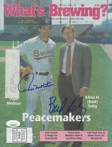 1990 BREWERS Paul Molitor Bud Selig signed What's Brewing magazine JSA COA AUTO - Picture 1 of 2