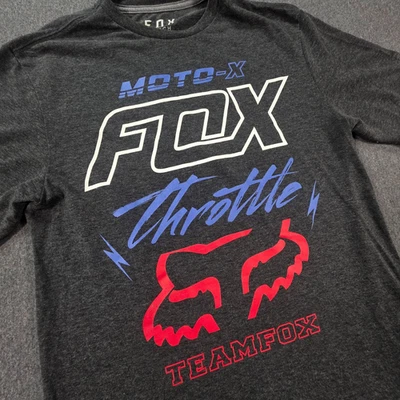 Camisa de carreras Fox para hombre en gris medio con logo de tecnología activa Moto-X Foto 1 de 4