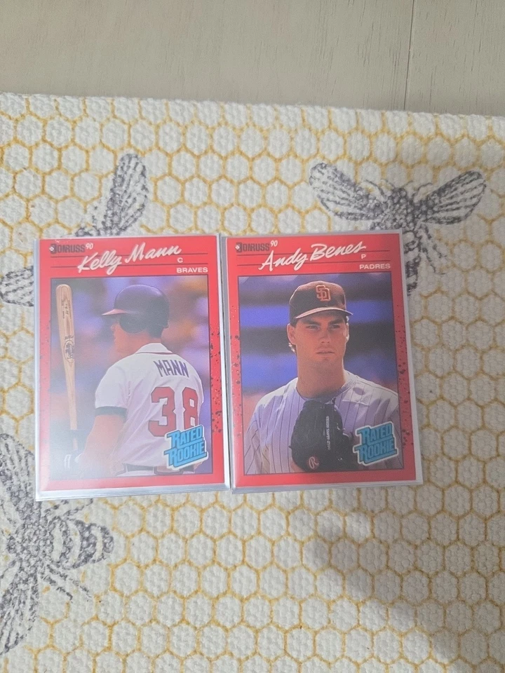 1990 Donruss Clasificado Novato Kelly Mann #46 (RC) Andy Benes Clasificado Novato #41 Errores Foto 1 de 1