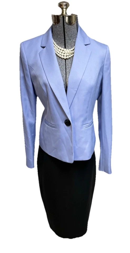 NUEVO $240 Le Traje Falda Traje Talla 6 Conjunto de Dos Piezas Bolsillos Femenino Viola Negro Foto 1 de 4