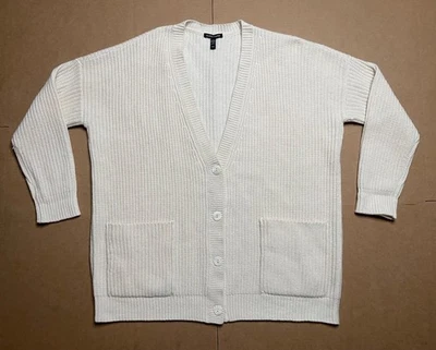 Suéter tejido con cable con botones de lana cachemir M marfil Eileen Fisher para mujer Foto 1 de 4