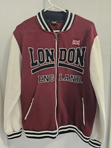 London England Varsity Full Zip Jacket (from UK) Size XL - Burgundy & Off White - Picture 1 of 12
