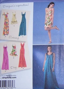 Day Evening DRESS PATTERN sundress 14-22 wedding gown slimming gather/tie bust - Picture 1 of 3