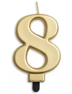 Gold Number 8 Jumbo Cake Candle Birthday Celebration Party 7.5cm Topper - Picture 1 of 1