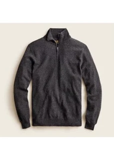 NWT $168 J Crew Cashmere Half Zip Mock Neck Sweater Heather Charcoal Gray SMALL - Picture 1 of 2
