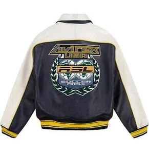 Avirex USA Leather Jacket ASL Soccer Finals Varsity Bomber Vintage Leather Coat - Picture 1 of 7