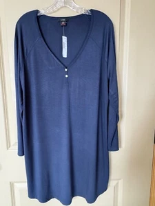 NWT J Crew Henley Sleep Shirt Chemise Sz Large Navy - Picture 1 of 8