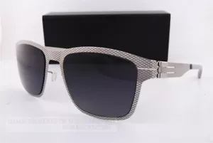 Brand New Ic! Berlin Sunglasses Hasenheide Grid Chrome/Grey Made in Germany - Picture 1 of 7
