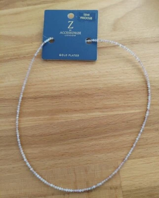 Collar con cuentas de cuarzo fresa chapado en oro de 14 quilates Accessorize, nuevo con etiquetas Foto 1 de 3