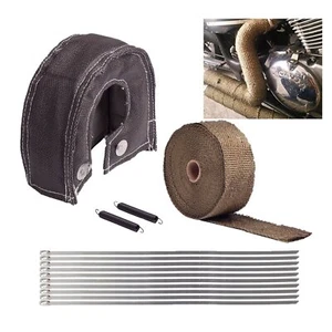 T4 Titanium Turbo Heat Shield Blanket Cover + 2" Exhaust Header Wrap Tape W/Ties - Bild 1 von 6