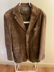 Men's Apt. 9 Brown Suede Leather Sport Coat Size 42 Long