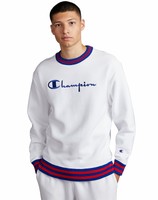 Champion Life Men's Sweatshirt Reverse Weave Yarn Dye Rib Trim Crew Vintage Logo