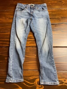 Signature Levi Strauss Denim Jeans Girls Size 8 Blue Straight Adjustable Waist - Picture 1 of 12