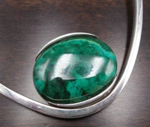 Gran Collar de Plata Esterlina y Piedras Preciosas Verdes Alfred Karram de Mediados de Siglo - Imagen 1 de 9