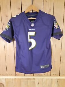 Baltimore Ravens NFL Football Jersey Kids Sz Med Nike Purple Black Flacco