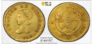 1823 FM COLOMBIA ONE ESCUDO GOLD COIN PCGS XF - Picture 1 of 3
