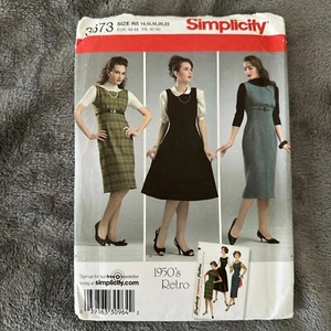 Simplicity Pattern 3673 Sz 14-22 Misses Petite Retro 1950s Jumper Dress 3 Styles - Picture 1 of 7