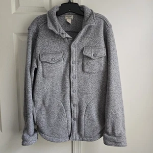 LL BEAN Mens Sz MED Snap Sweater Fleece Shirt Jacket Shacket 500549 - Picture 1 of 6