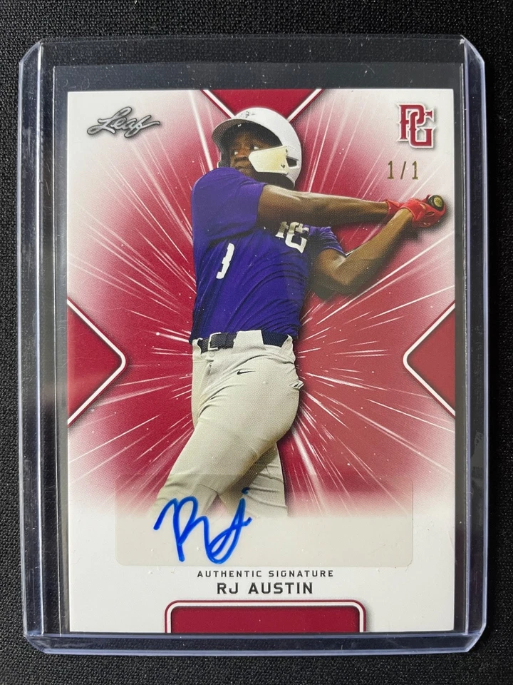 2021 Leaf Perfect Game RJ Austin Red Base Autograph #1/1 Orioles!!! - Image 1 of 1
