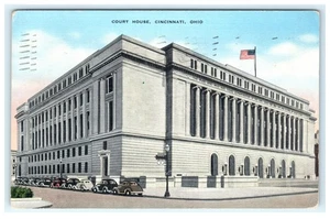 1914 Court House Cincinnati OH, Ohio Early Linen View Cars Street - Foto 1 di 2