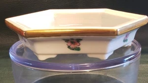 Vtg YT Japanese Porcelainwares Hand Decorated 6" Trinket Tray Pink Floral - Picture 1 of 6