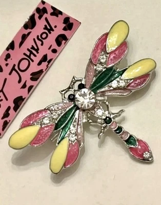 Broche Libélula Betsey Johnson Colorido Esmalte Cristal Estrás Nuevo con Etiquetas Foto 1 de 4