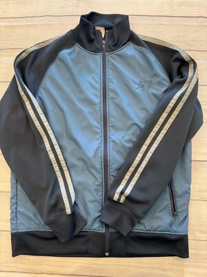 Antigua Chaqueta Cortavientos Azul Marino Adulto Grande Retro Cremallera Completa Forrada de Vellón Abrigo de Primavera Foto 1 de 4