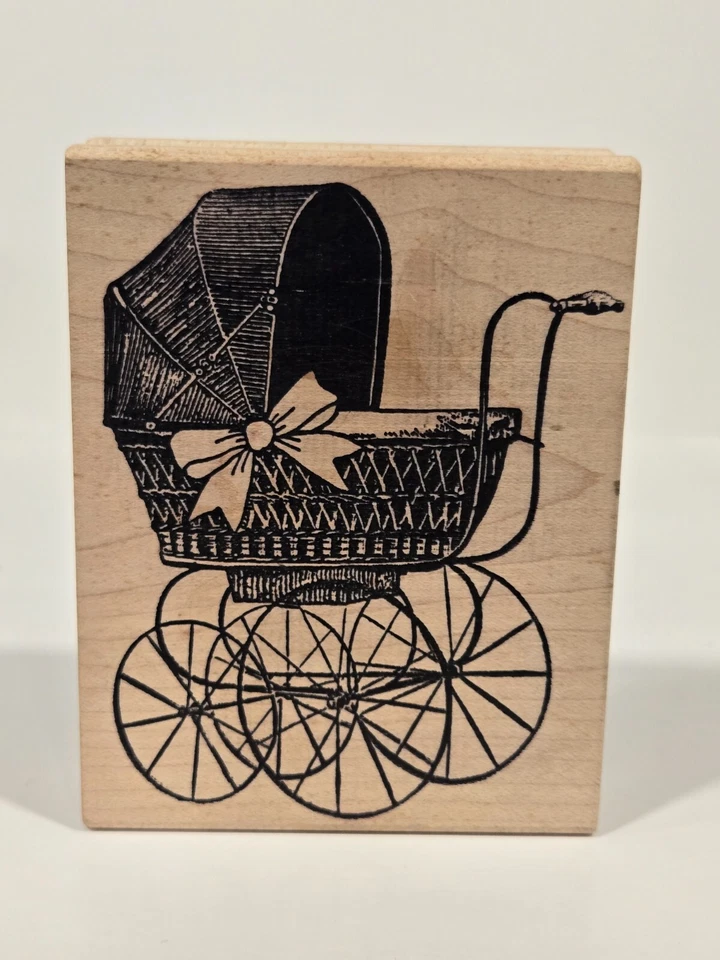 Sello de goma magenta de 1990, 21061-O, cochecito de bebé vintage Foto 1 de 3